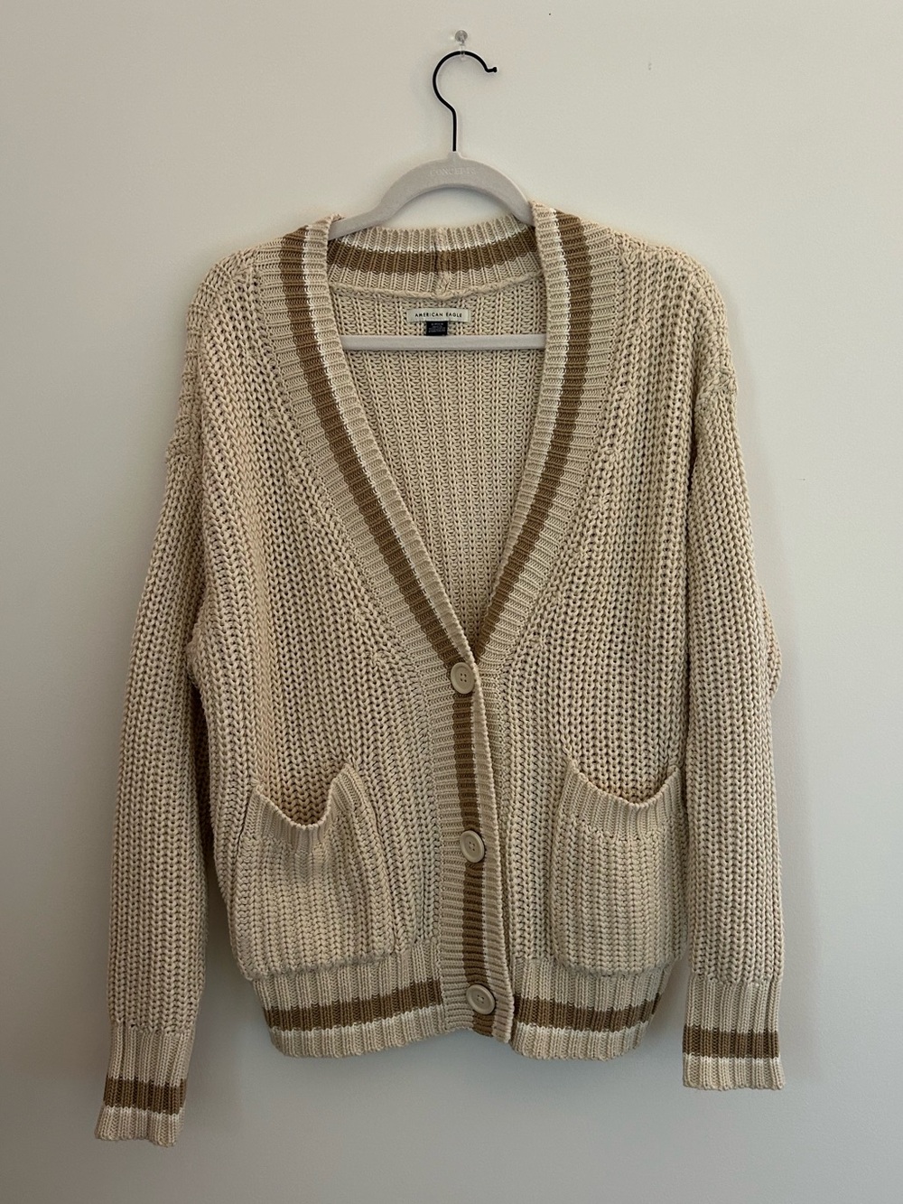American Eagle Cream Chunky Knit Oversized Cardigan Sweater — Size S — Like New